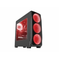 Počítačová skříň Genesis Titan 750 RED MIDI (USB 3.0), 4 ventilátory s červeným podsvícením