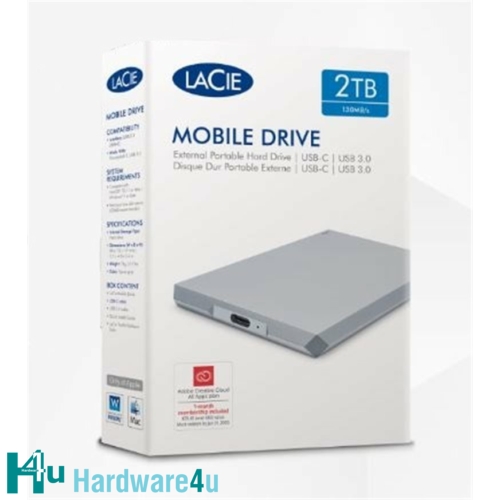 Ext. HDD LaCie Mobile Drive 2TB USB-C sivá